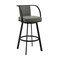 Armen Living Livingston 26" Gray Faux Leather and Black Metal Swivel Bar Stool LCLVBABLGR26 - alternate 1